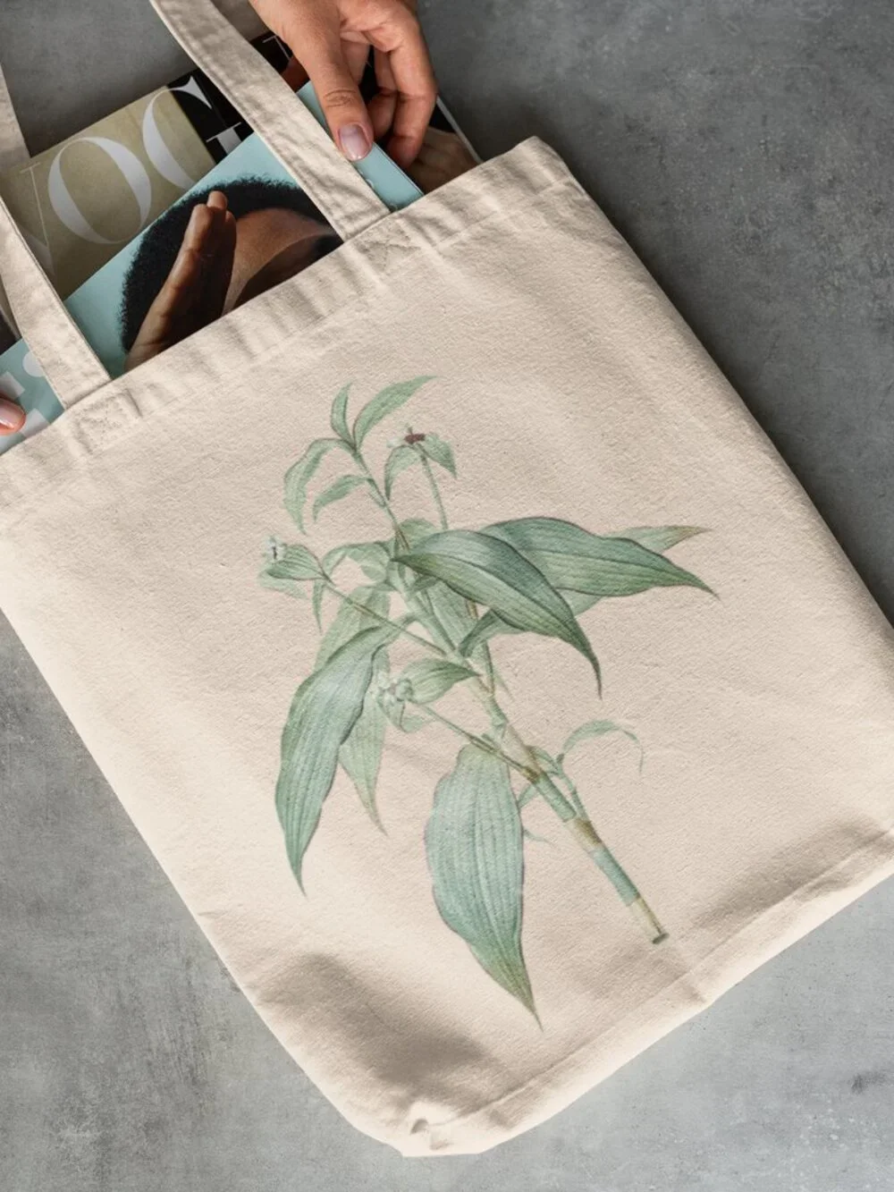 Zanonia's Commelina Vintage Floral Print Graphic Canvas Tote Bag